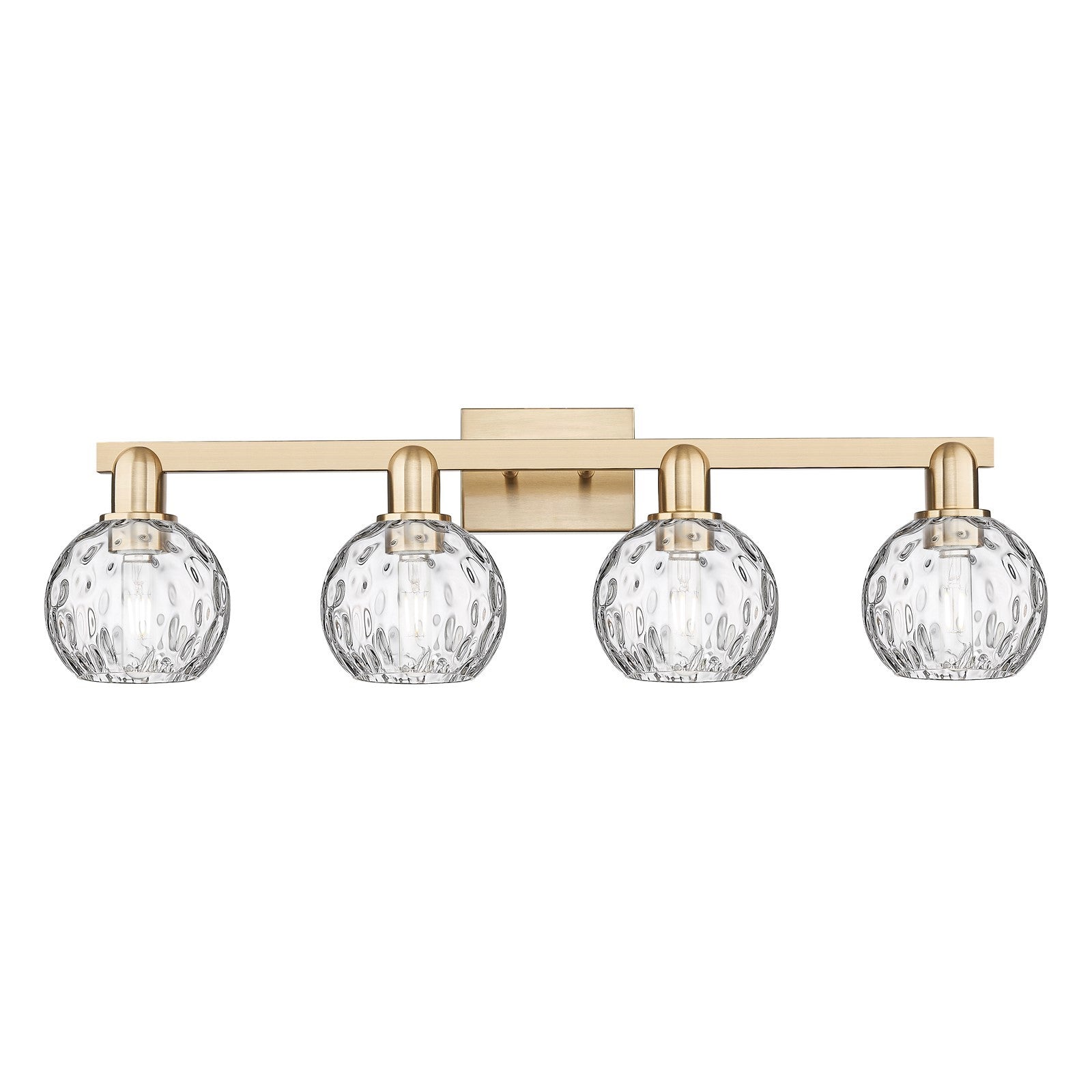 Innovations Athens Water Glass 33in 4-Light Bath Vanity Light | Industrial Champagne Bronze Steel and Clear Water Glass | Model 716-4W-CB-G1215-6