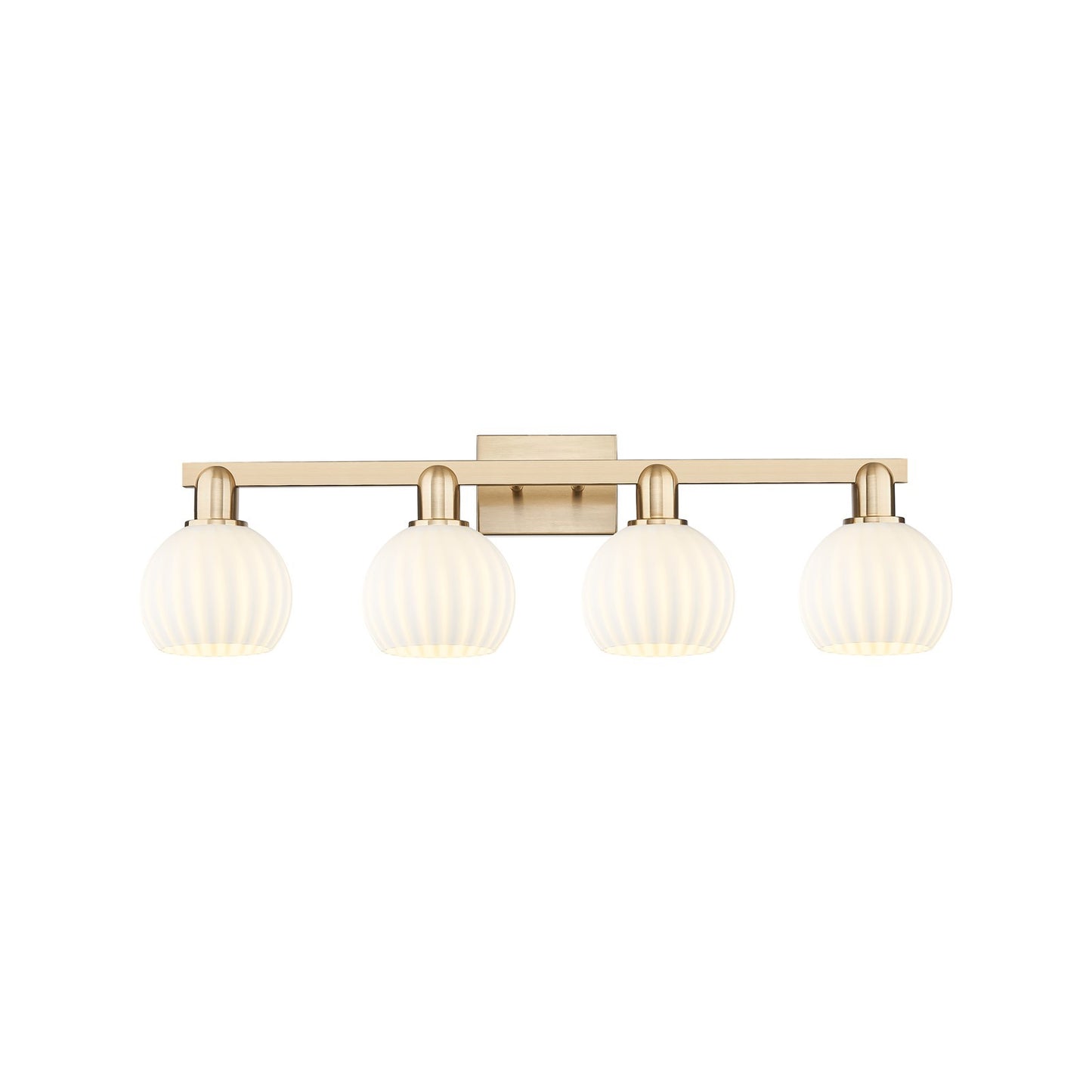 Innovations Lighting Arcadia 33in 4-Light Bath Vanity Light | Industrial Champagne Bronze Steel and White Venetian Glass | Model 716-4W-CB-G1217-6WV