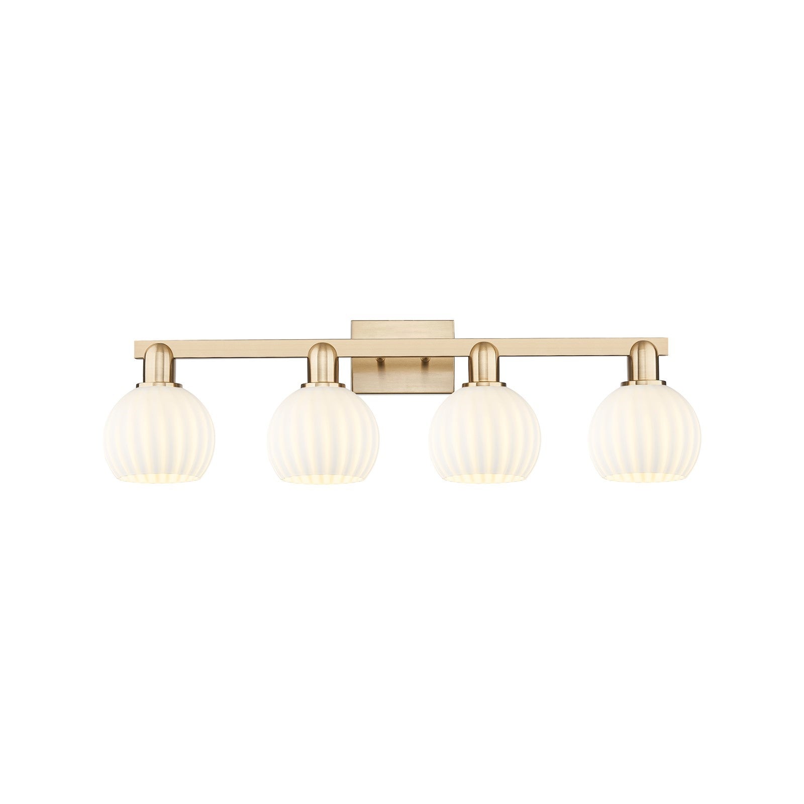 Innovations Lighting Arcadia 33in 4-Light Bath Vanity Light | Industrial Champagne Bronze Steel and White Venetian Glass | Model 716-4W-CB-G1217-6WV