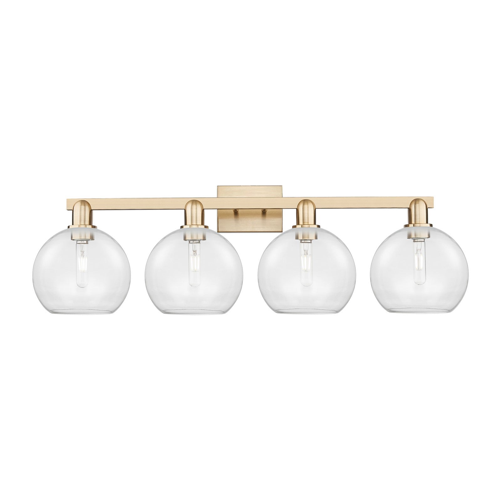 Innovations Athens 35in 4-Light Bath Vanity Light | Industrial Champagne Bronze Steel and Clear Glass | Bathroom Vanity & Powder | Model 716-4W-CB-G122-8