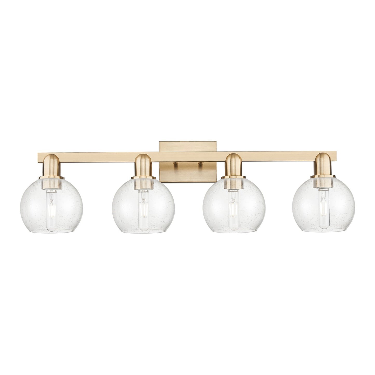 Innovations Athens 33in 4-Light Bath Vanity Light | Industrial Champagne Bronze Steel and Seedy Glass | Bathroom Vanity | Model 716-4W-CB-G124-6