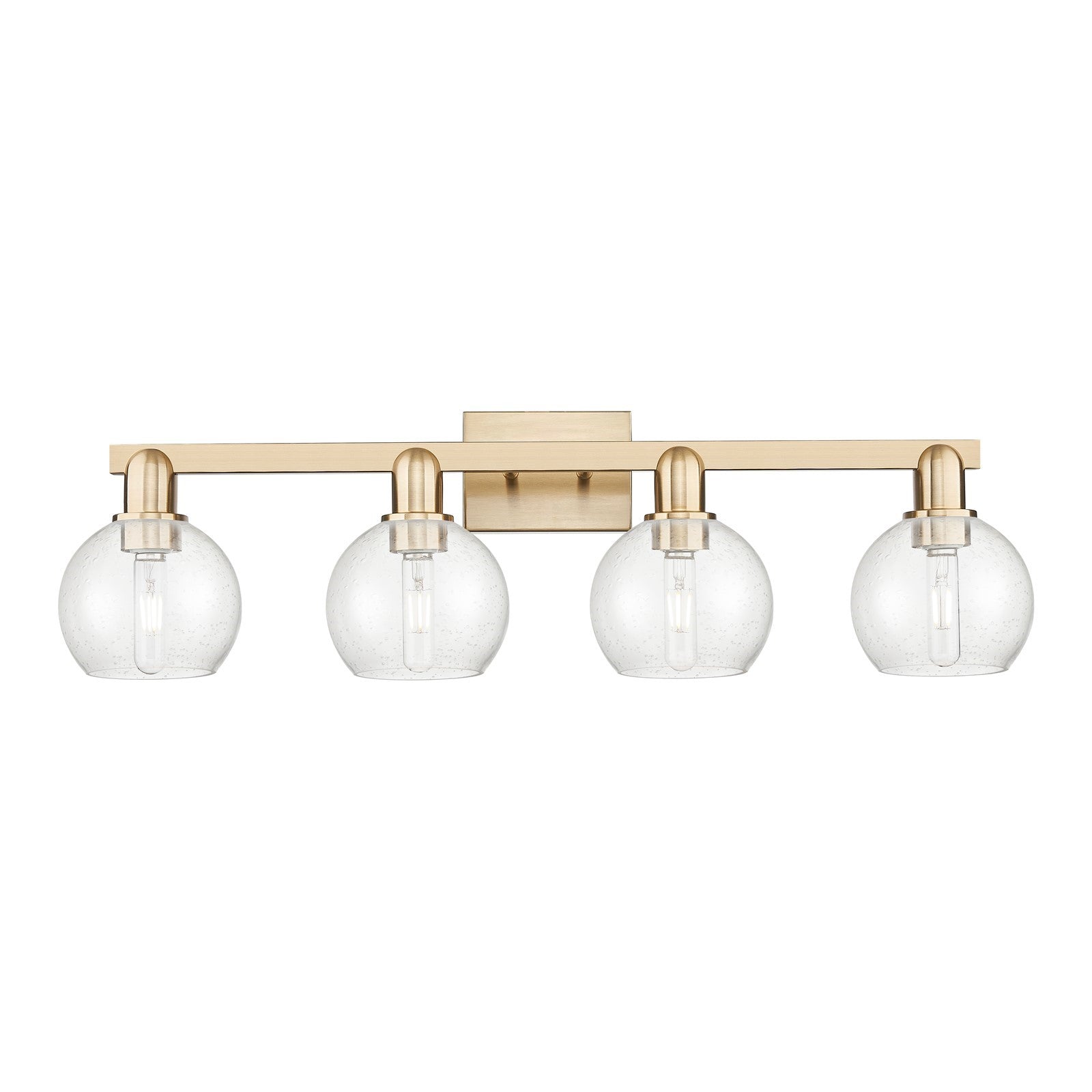Innovations Athens 33in 4-Light Bath Vanity Light | Industrial Champagne Bronze Steel and Seedy Glass | Bathroom Vanity | Model 716-4W-CB-G124-6