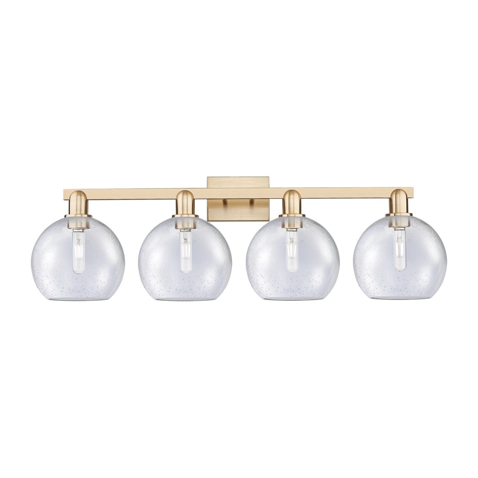 Innovations Athens 35in 4-Light Bathroom Vanity Light | Industrial Champagne Bronze Steel and Seedy Glass | Bathroom Vanity & | Model 716-4W-CB-G124-8