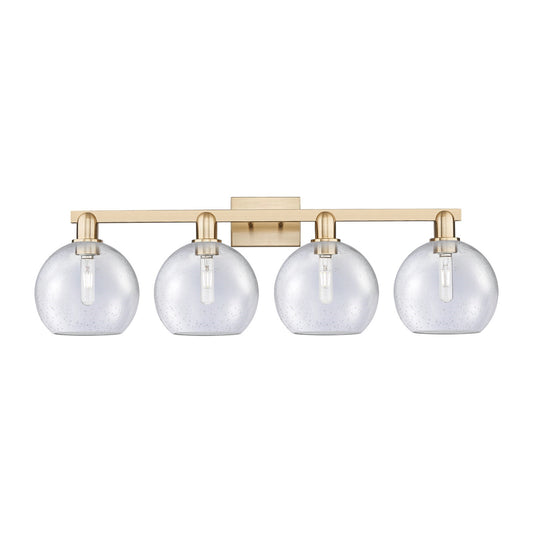 Innovations Athens 35in 4-Light Bathroom Vanity Light | Industrial Champagne Bronze Steel and Seedy Glass | Bathroom Vanity & | Model 716-4W-CB-G124-8