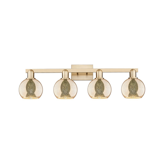 Innovations Athens 33in 4-Light Bath Vanity Light | Industrial Champagne Bronze Steel and Mercury Glass | Bathroom Vanity | Model 716-4W-CB-G128-6