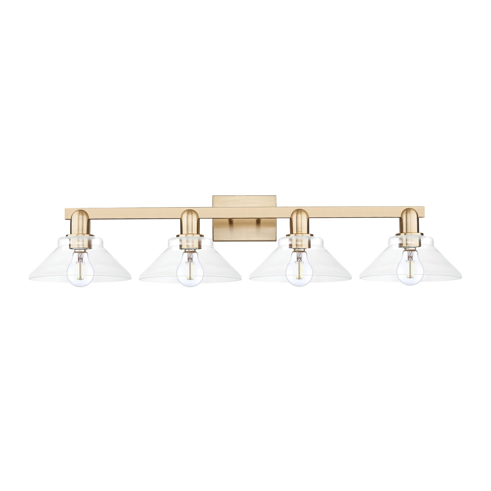 Innovations Orwell 35in 4-Light Bath Vanity Light | Industrial Champagne Bronze Steel and Clear Glass | Bathroom Vanity | Model 716-4W-CB-G132