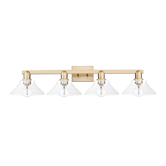 Innovations Orwell 35in 4-Light Bath Vanity Light | Industrial Champagne Bronze Steel and Clear Glass | Bathroom Vanity | Model 716-4W-CB-G132