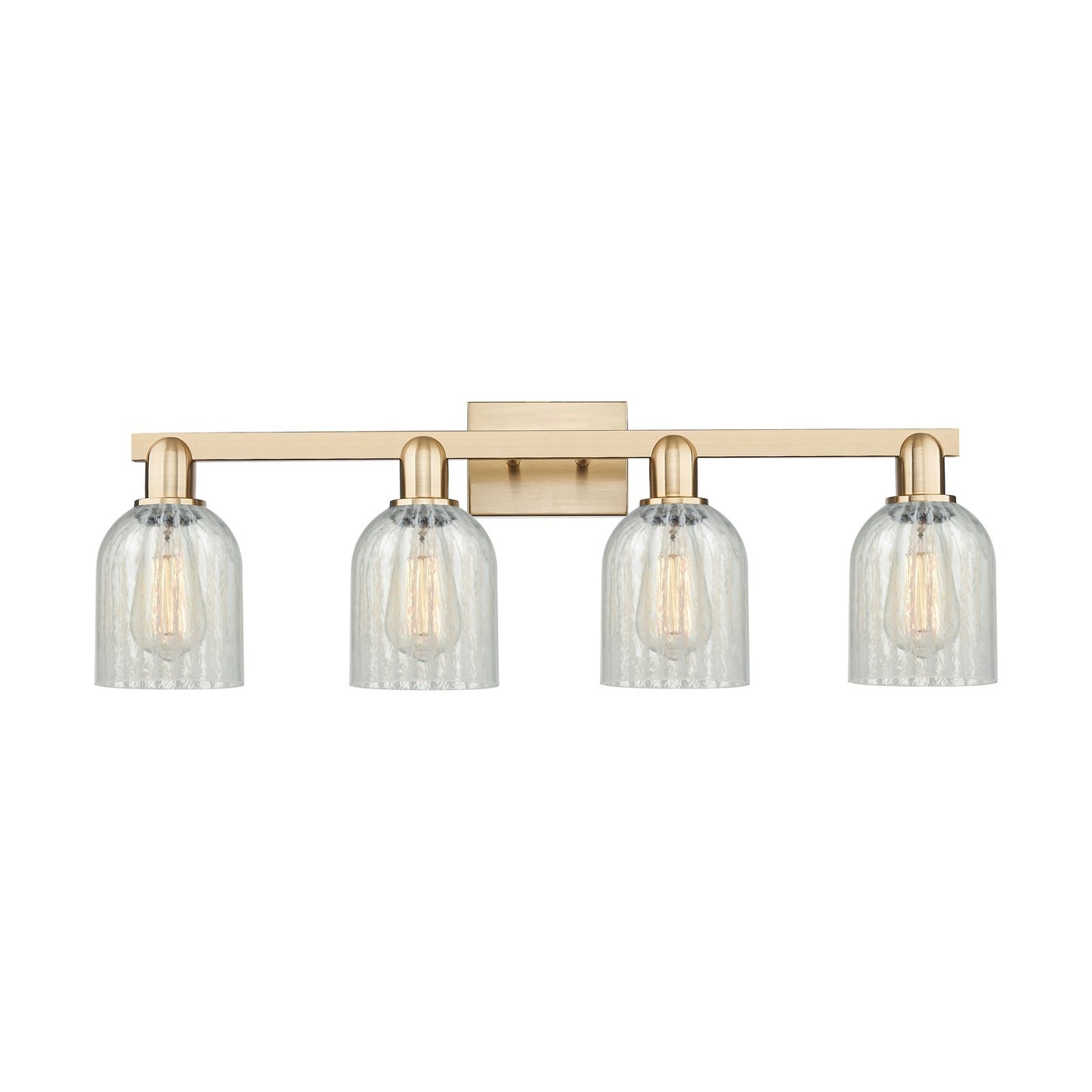 Innovations Caledonia 32in 4-Light Bath Vanity Light | Industrial Champagne Bronze Steel and Mouchette Glass | Bathroom Vanity | Model 716-4W-CB-G2511
