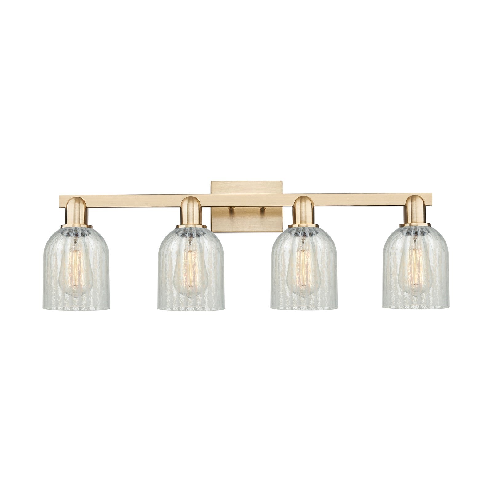 Innovations Caledonia 32in 4-Light Bath Vanity Light | Industrial Champagne Bronze Steel and Mouchette Glass | Bathroom Vanity | Model 716-4W-CB-G2511