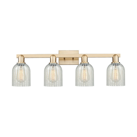 Innovations Caledonia 32in 4-Light Bath Vanity Light | Industrial Champagne Bronze Steel and Mouchette Glass | Bathroom Vanity | Model 716-4W-CB-G2511