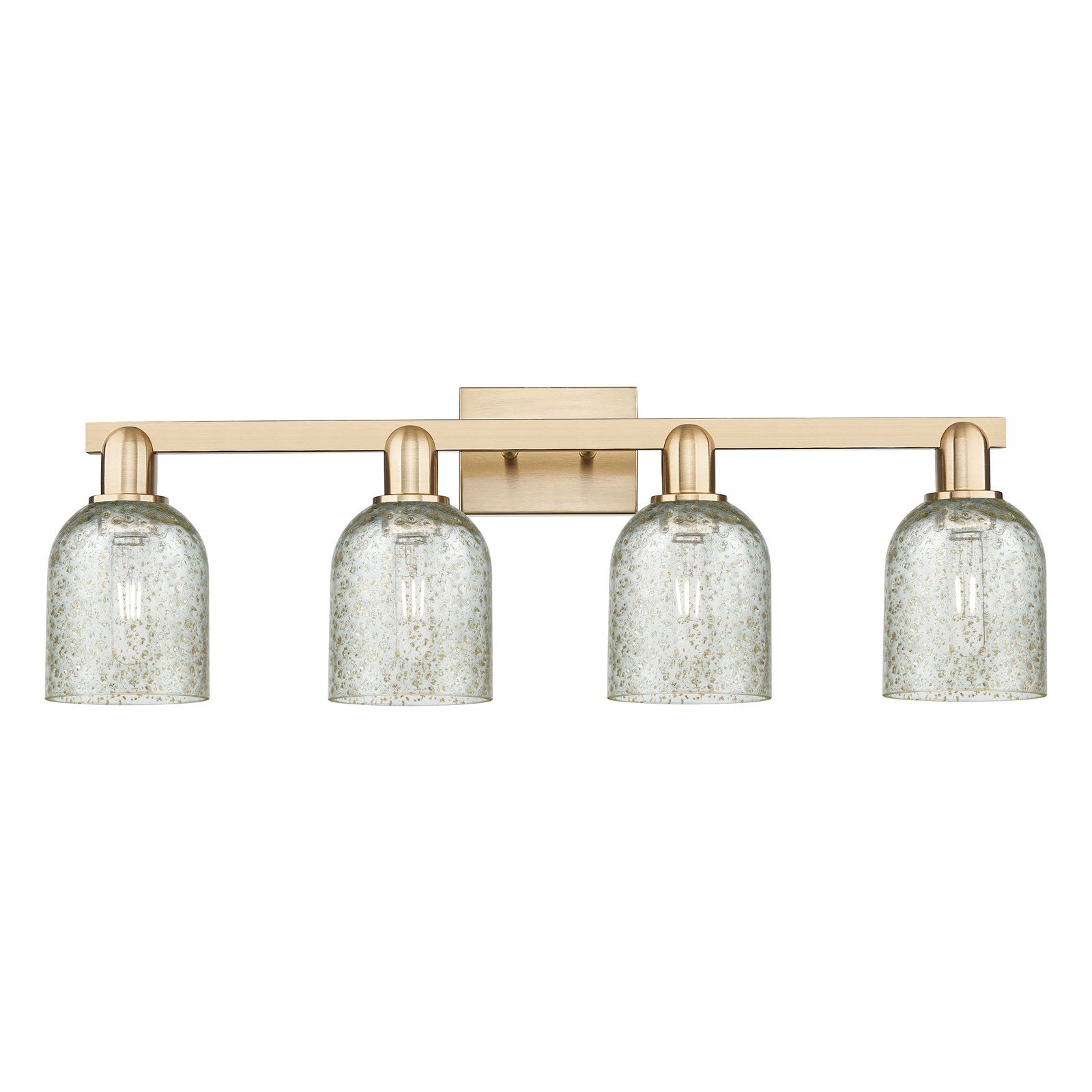Innovations Caledonia 32in 4-Light Bath Vanity Light | Industrial Champagne Bronze Steel and Mica Glass | Bathroom Vanity | Model 716-4W-CB-G259