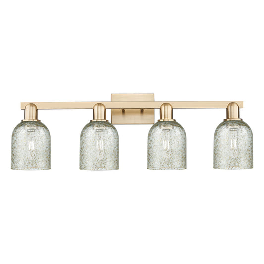 Innovations Caledonia 32in 4-Light Bath Vanity Light | Industrial Champagne Bronze Steel and Mica Glass | Bathroom Vanity | Model 716-4W-CB-G259