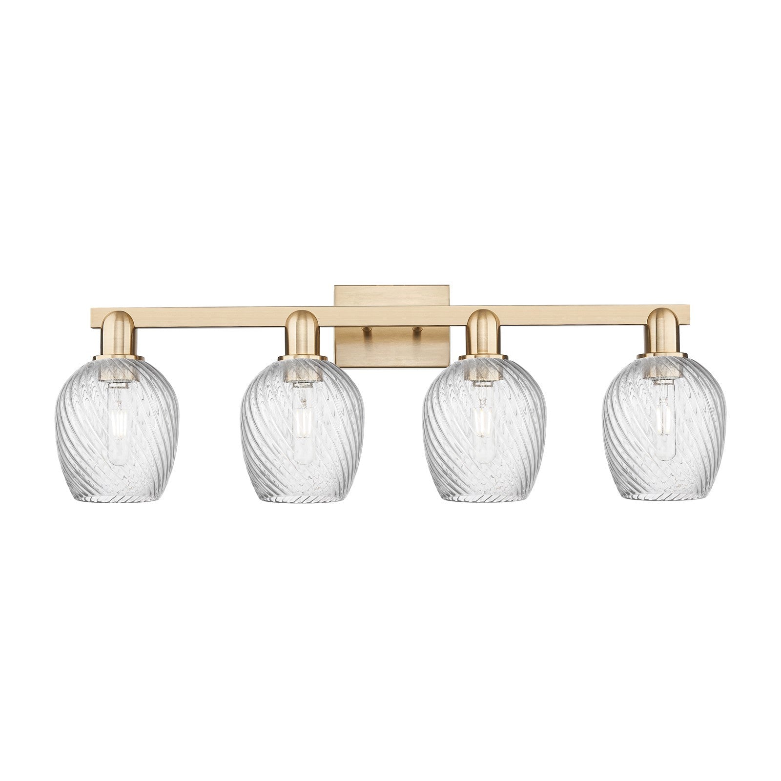 Innovations Salina 33in 4-Light Bath Vanity Light | Industrial Champagne Bronze Steel and Clear Spiral Fluted Glass | Bathroom | Model 716-4W-CB-G292