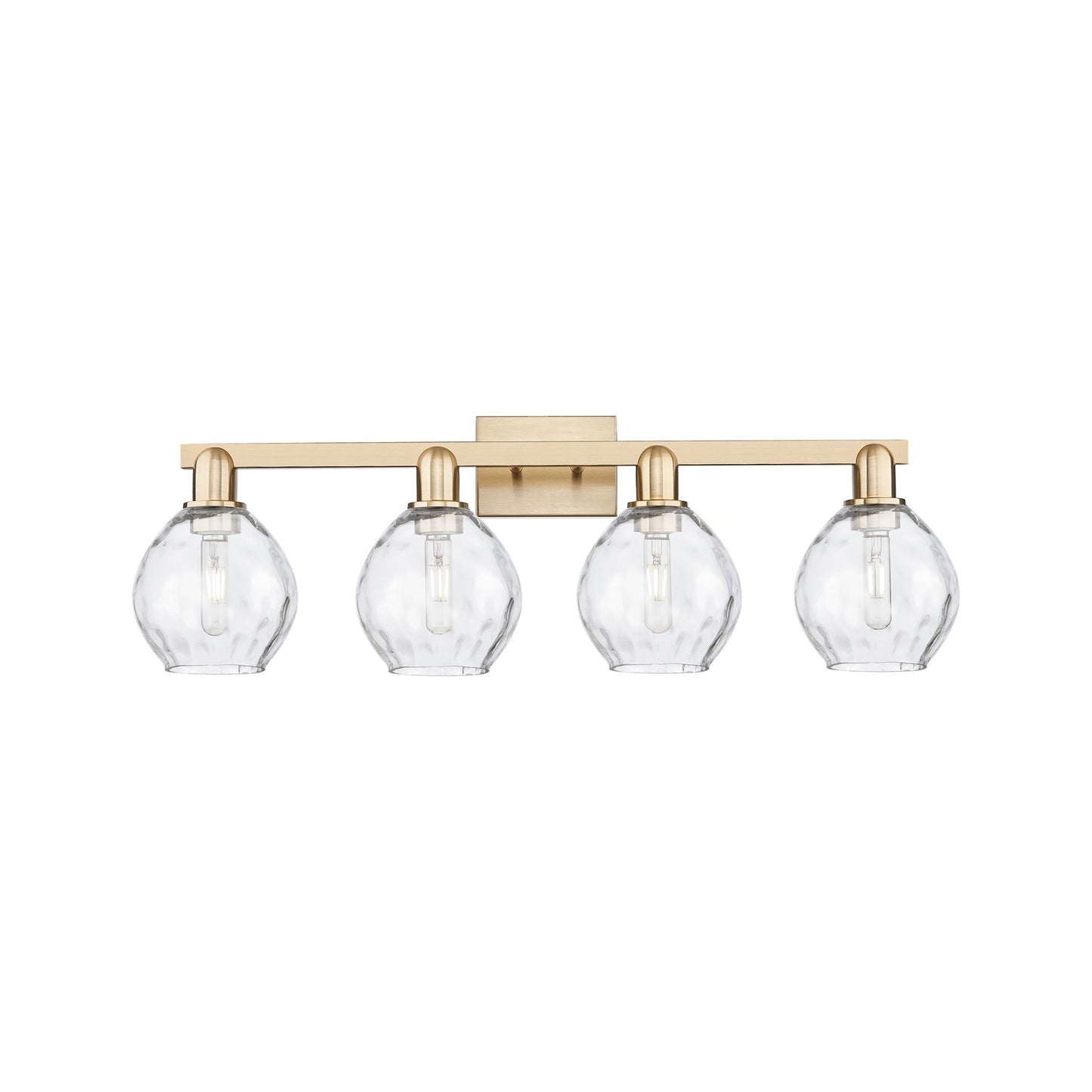 Innovations Waverly 33in 4-Light Bath Vanity Light | Industrial Champagne Bronze Steel and Clear Water Glass | Bathroom Vanity & | Model 716-4W-CB-G362