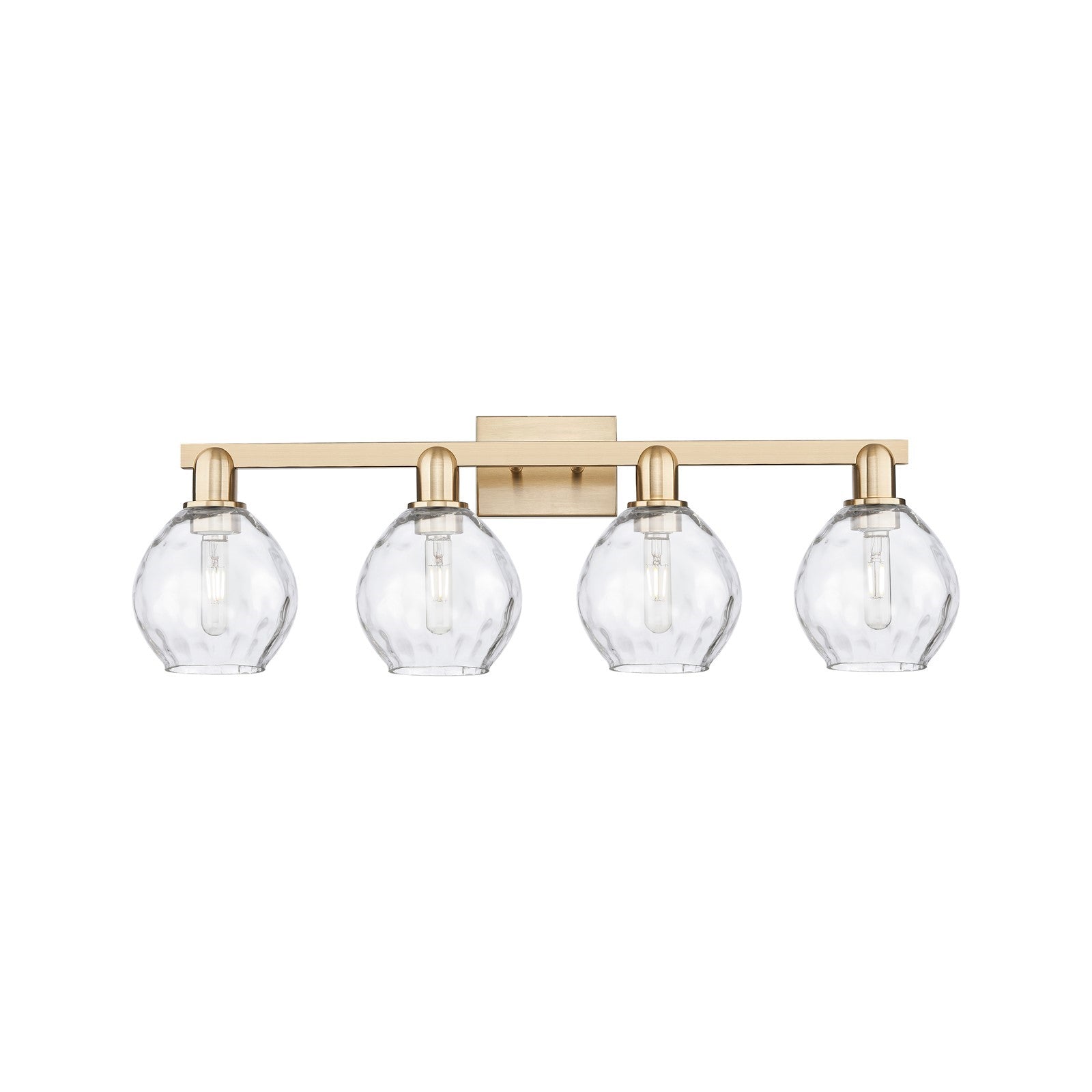 Innovations Waverly 33in 4-Light Bath Vanity Light | Industrial Champagne Bronze Steel and Clear Water Glass | Bathroom Vanity & | Model 716-4W-CB-G362
