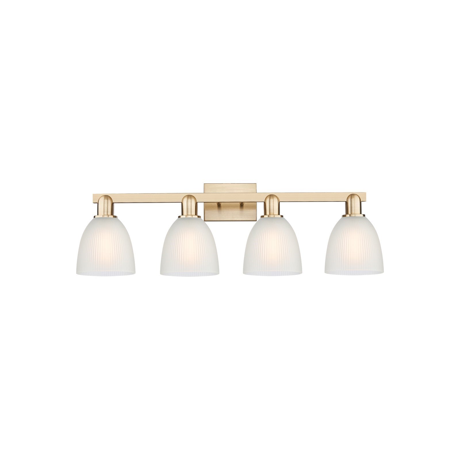 Innovations Castile 33in 4-Light Bath Vanity Light | Industrial Champagne Bronze Steel and White Glass | Bathroom Vanity & Powder | Model 716-4W-CB-G381