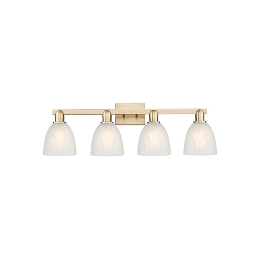Innovations Castile 33in 4-Light Bath Vanity Light | Industrial Champagne Bronze Steel and White Glass | Bathroom Vanity & Powder | Model 716-4W-CB-G381