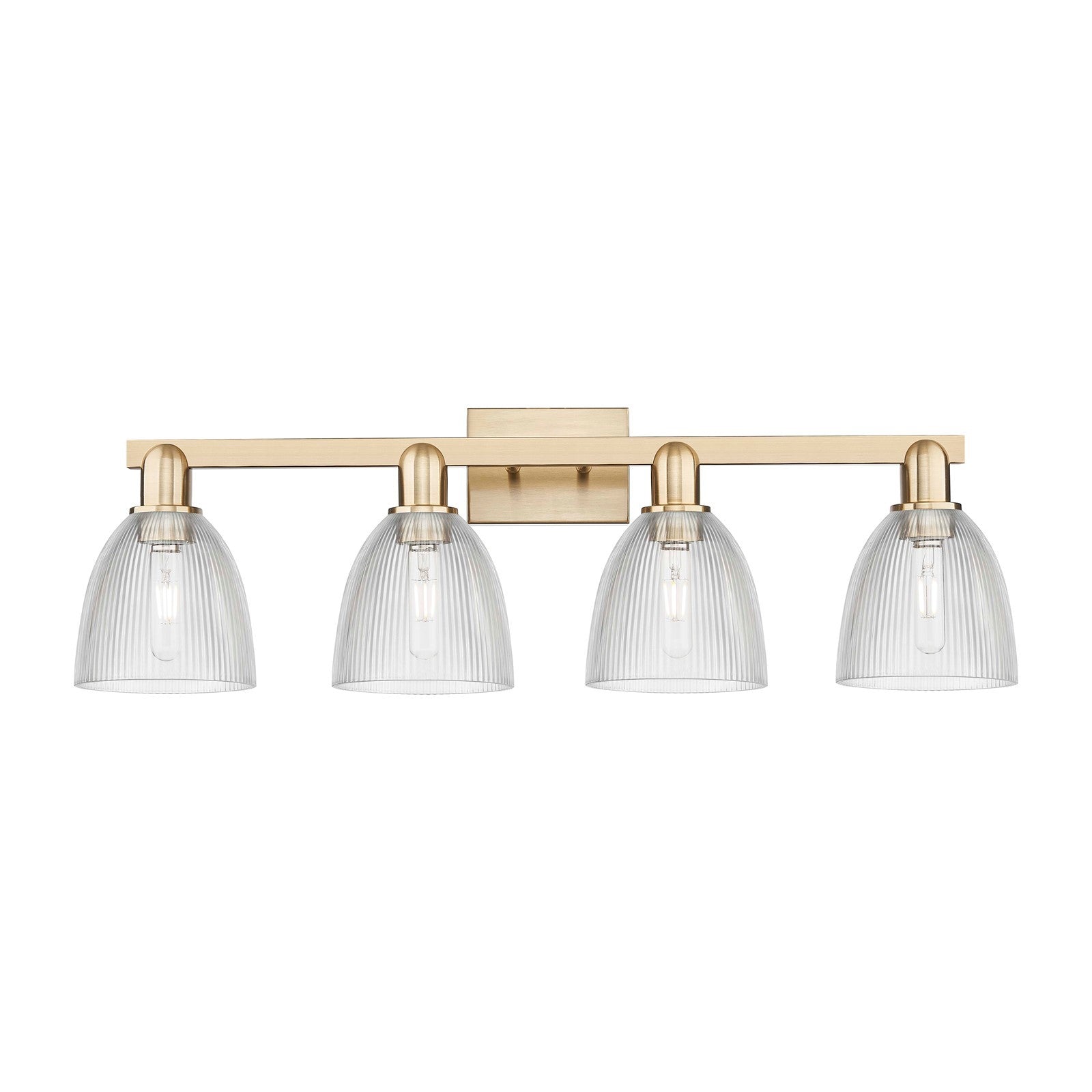 Innovations Castile 33in 4-Light Bath Vanity Light | Industrial Champagne Bronze Steel and Clear Glass | Bathroom Vanity & Powder | Model 716-4W-CB-G382