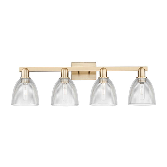 Innovations Castile 33in 4-Light Bath Vanity Light | Industrial Champagne Bronze Steel and Clear Glass | Bathroom Vanity & Powder | Model 716-4W-CB-G382
