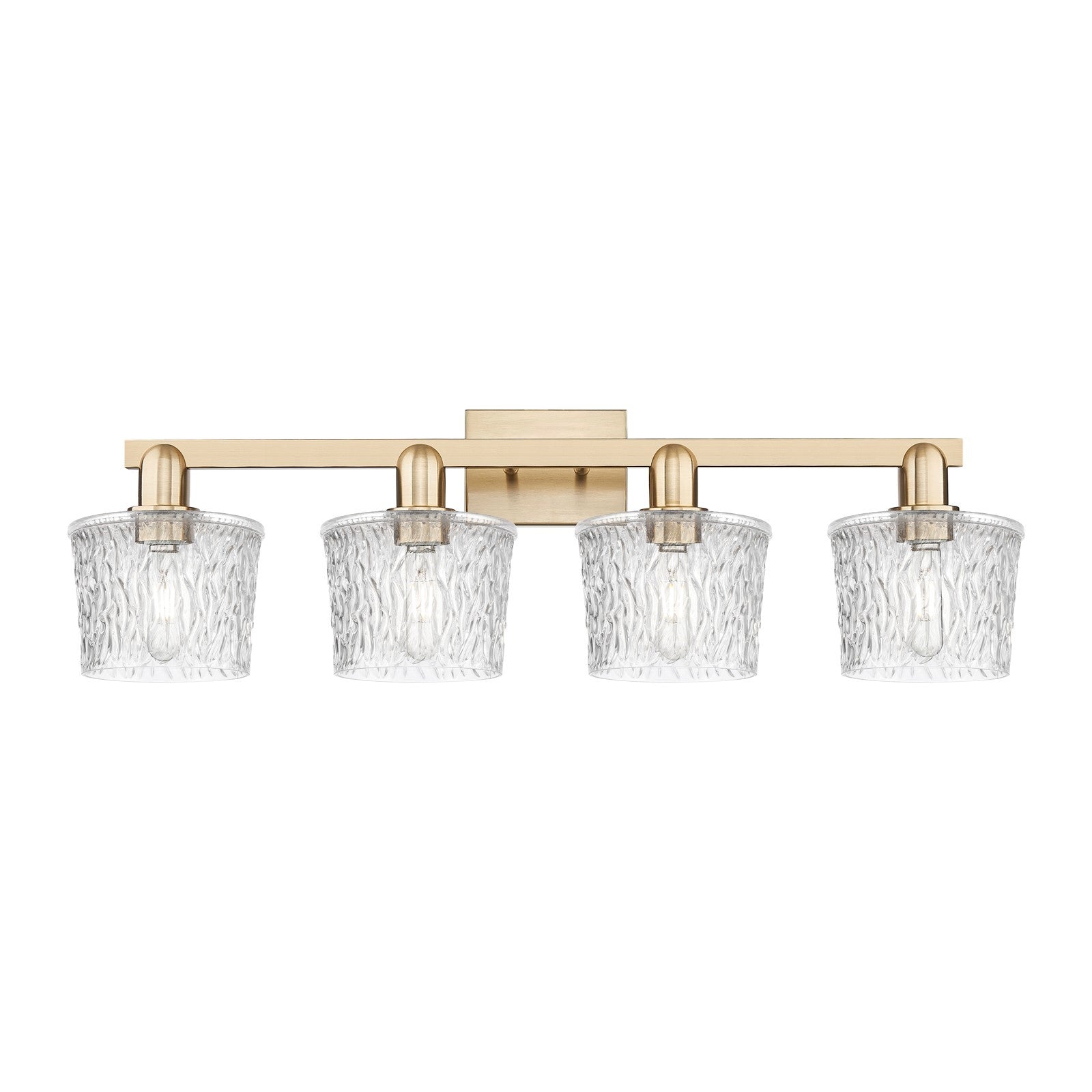 Innovations Niagara 34in 4-Light Bath Vanity Light | Industrial Champagne Bronze Steel and Clear Glass | Entryway & Bathroom | Model 716-4W-CB-G402