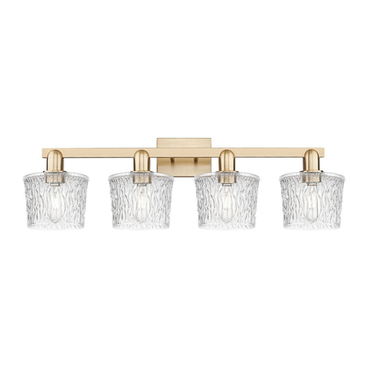 Innovations Niagara 34in 4-Light Bath Vanity Light | Industrial Champagne Bronze Steel and Clear Glass | Entryway & Bathroom | Model 716-4W-CB-G402