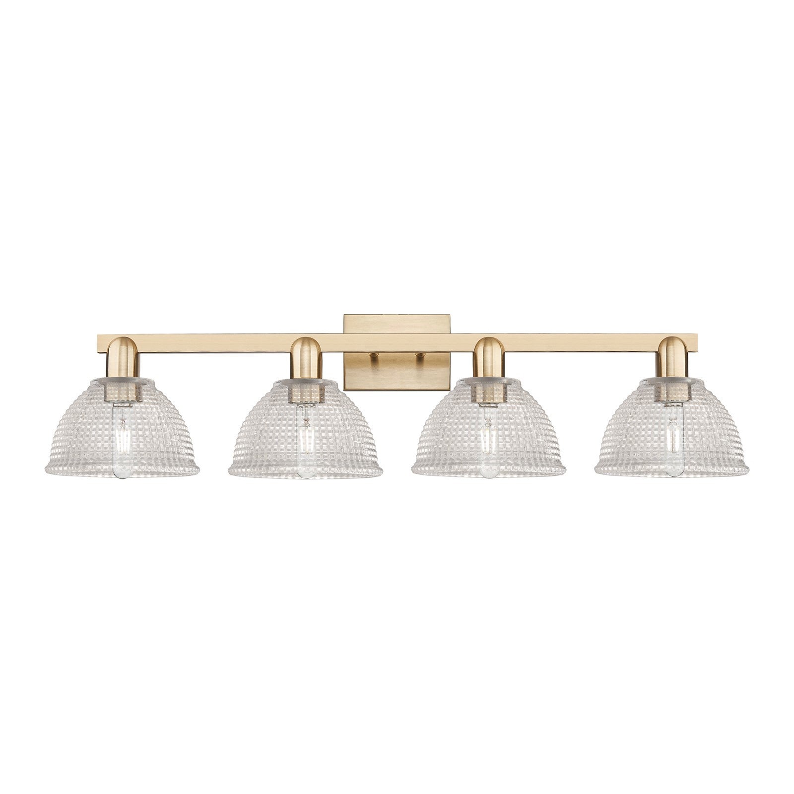 Innovations Arietta 35in 4-Light Bath Vanity Light | Industrial Champagne Bronze Steel and Clear Glass | Bathroom Vanity Light | Model 716-4W-CB-G422