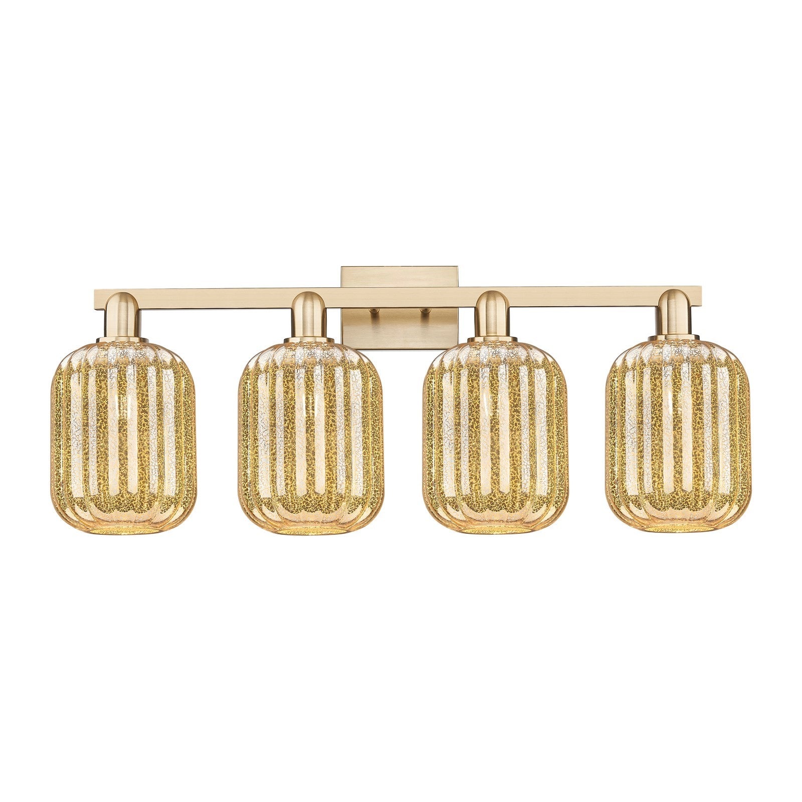 Innovations Preston Cylinder 34in 4-Light Bath Vanity | Industrial Champagne Bronze Steel and Mercury Glass | Bathroom Vanity & | Model 716-4W-CB-G460-7ME