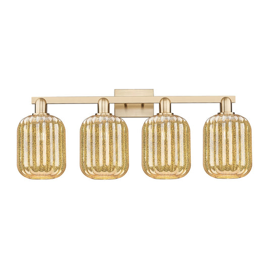 Innovations Preston Cylinder 34in 4-Light Bath Vanity | Industrial Champagne Bronze Steel and Mercury Glass | Bathroom Vanity & | Model 716-4W-CB-G460-7ME