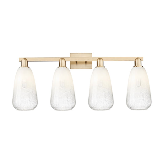 Innovations Brookhaven Almond 33in 4-Light Bath Vanity Light | Industrial Champagne Bronze and Opal Glass | Damp Rated Bathroom | Model 716-4W-CB-G480-6OP