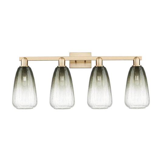 Innovations Brookhaven Almond 33in 4-Light Bath Vanity Light | Industrial Champagne Bronze Steel and Slate Glass | Bathroom | Model 716-4W-CB-G480-6SL