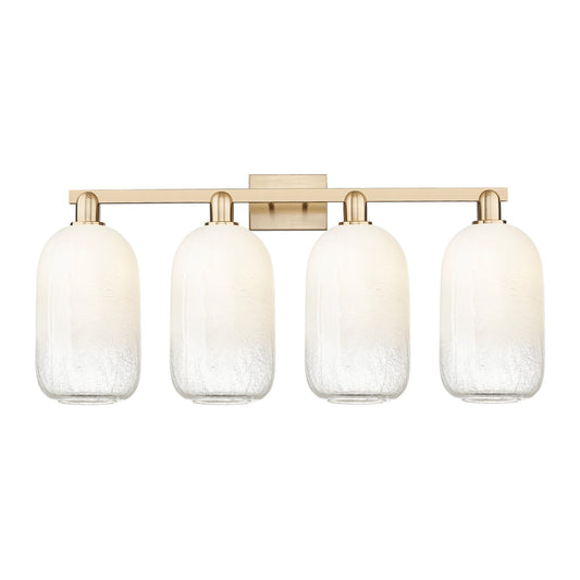 Innovations Brookhaven Cloche 34in 4-Light Bath Vanity Light | Industrial Champagne Bronze Steel and Opal Glass | Bathroom | Model 716-4W-CB-G482-7OP