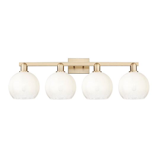 Innovations Brookhaven Globe 35in 4-Light Bath Vanity | Industrial Champagne Bronze Steel and Opal Glass | Bathroom & Powder | Model 716-4W-CB-G483-8OP