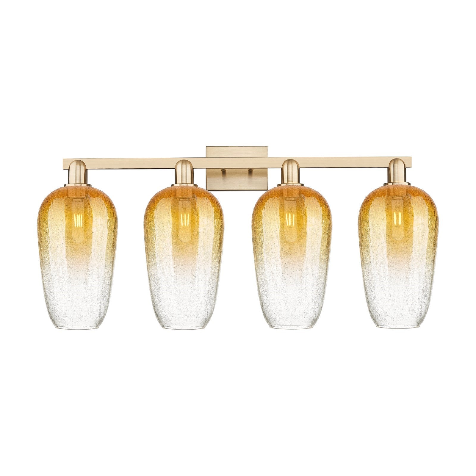 Innovations Brookhaven Flute 34in 4-Light Bath Vanity | Industrial Champagne Bronze Steel and Amber Glass | Bathroom Vanity | Model 716-4W-CB-G484-7AM