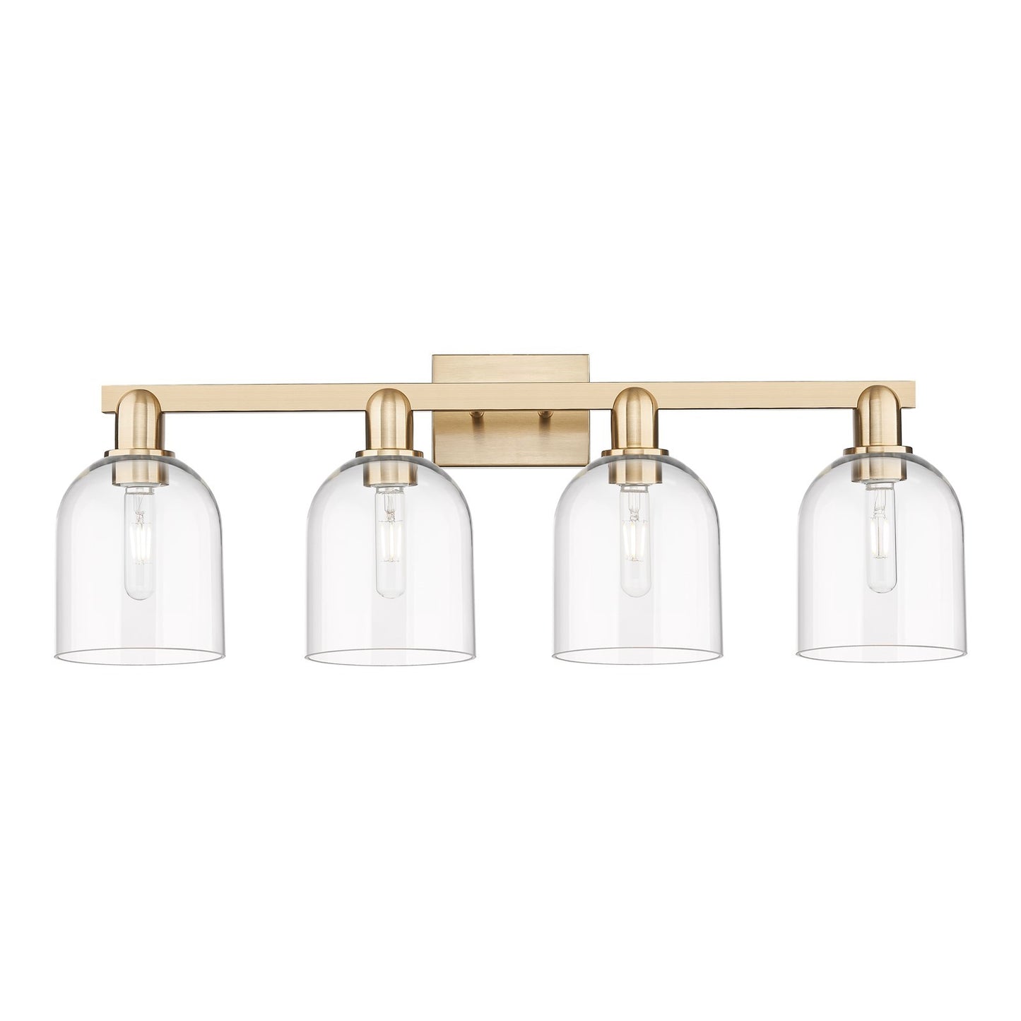 Innovations Bella 33in 4-Light Bath Vanity Light | Industrial Champagne Bronze Steel and Clear Glass | Bathroom Vanity | Model 716-4W-CB-G558-6CL