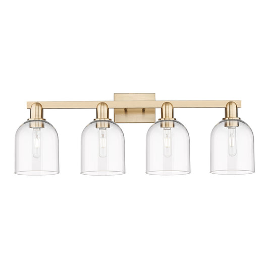 Innovations Bella 33in 4-Light Bath Vanity Light | Industrial Champagne Bronze Steel and Clear Glass | Bathroom Vanity | Model 716-4W-CB-G558-6CL