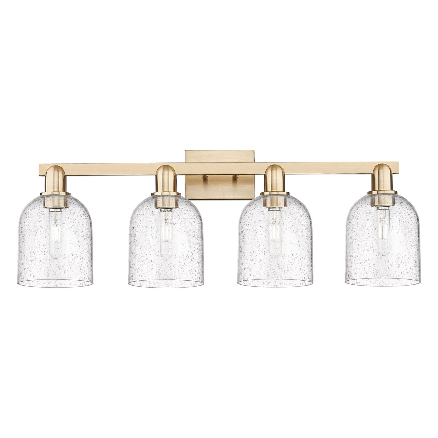 Innovations Bella 33in 4-Light Bath Vanity Light | Industrial Champagne Bronze Steel and Seedy Glass | Bathroom Vanity | Model 716-4W-CB-G558-6SDY