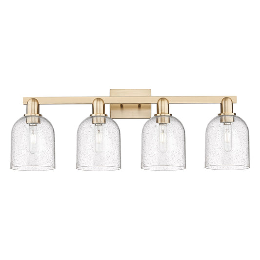 Innovations Bella 33in 4-Light Bath Vanity Light | Industrial Champagne Bronze Steel and Seedy Glass | Bathroom Vanity | Model 716-4W-CB-G558-6SDY