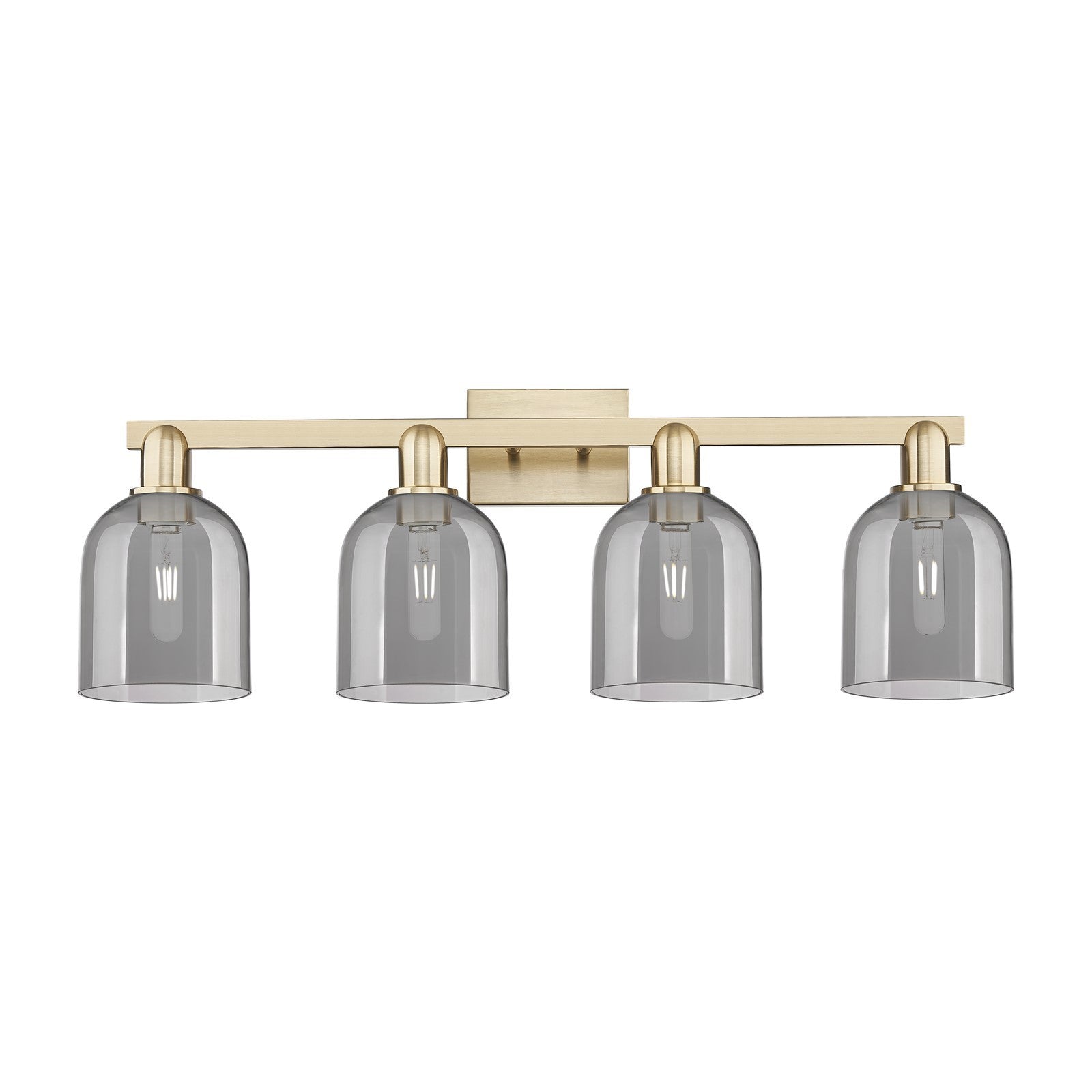 Innovations Bella 33in 4-Light Bath Vanity Light | Industrial Champagne Bronze Steel and Light Smoke Glass | Bathroom Vanity | Model 716-4W-CB-G558-6SM