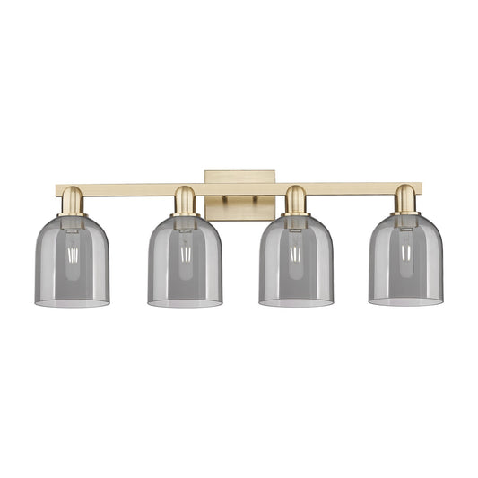 Innovations Bella 33in 4-Light Bath Vanity Light | Industrial Champagne Bronze Steel and Light Smoke Glass | Bathroom Vanity | Model 716-4W-CB-G558-6SM