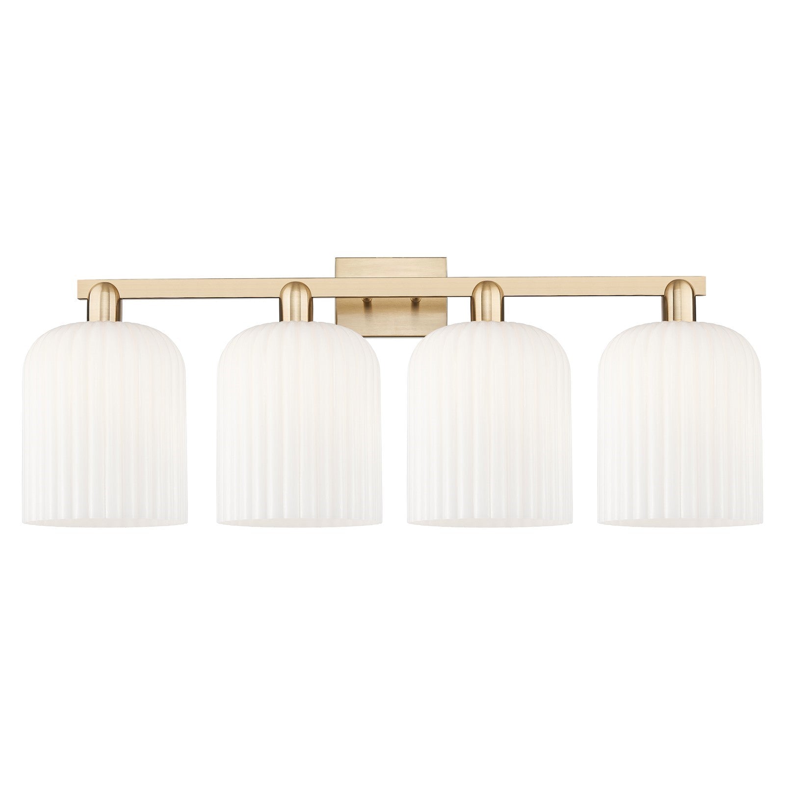 Innovations Bridal Veil 35in 4-Light Bath Vanity Light | Industrial Champagne Bronze Steel and Gloss White Ribbed Glass | Model 716-4W-CB-G559-8GWH