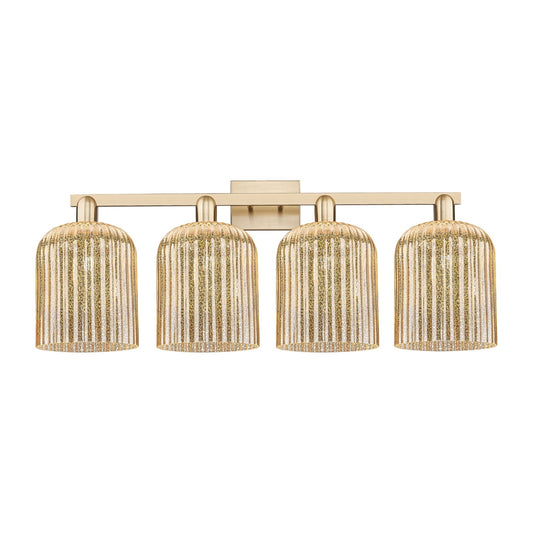Innovations Bridal Veil 35in 4-Light Bath Vanity Light | Industrial Champagne Bronze Steel and Mercury Ribbed Glass | Bathroom | Model 716-4W-CB-G559-8ME