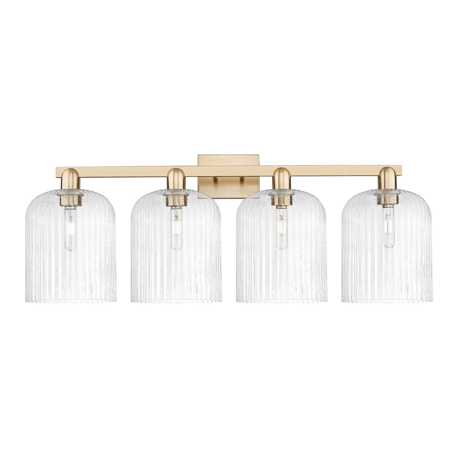 Innovations Bridal Veil 35in 4-Light Bath Vanity Light | Industrial Champagne Bronze Steel and Seedy Ribbed Glass | Bathroom | Model 716-4W-CB-G559-8SDY