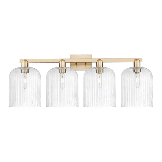 Innovations Bridal Veil 35in 4-Light Bath Vanity Light | Industrial Champagne Bronze Steel and Seedy Ribbed Glass | Bathroom | Model 716-4W-CB-G559-8SDY