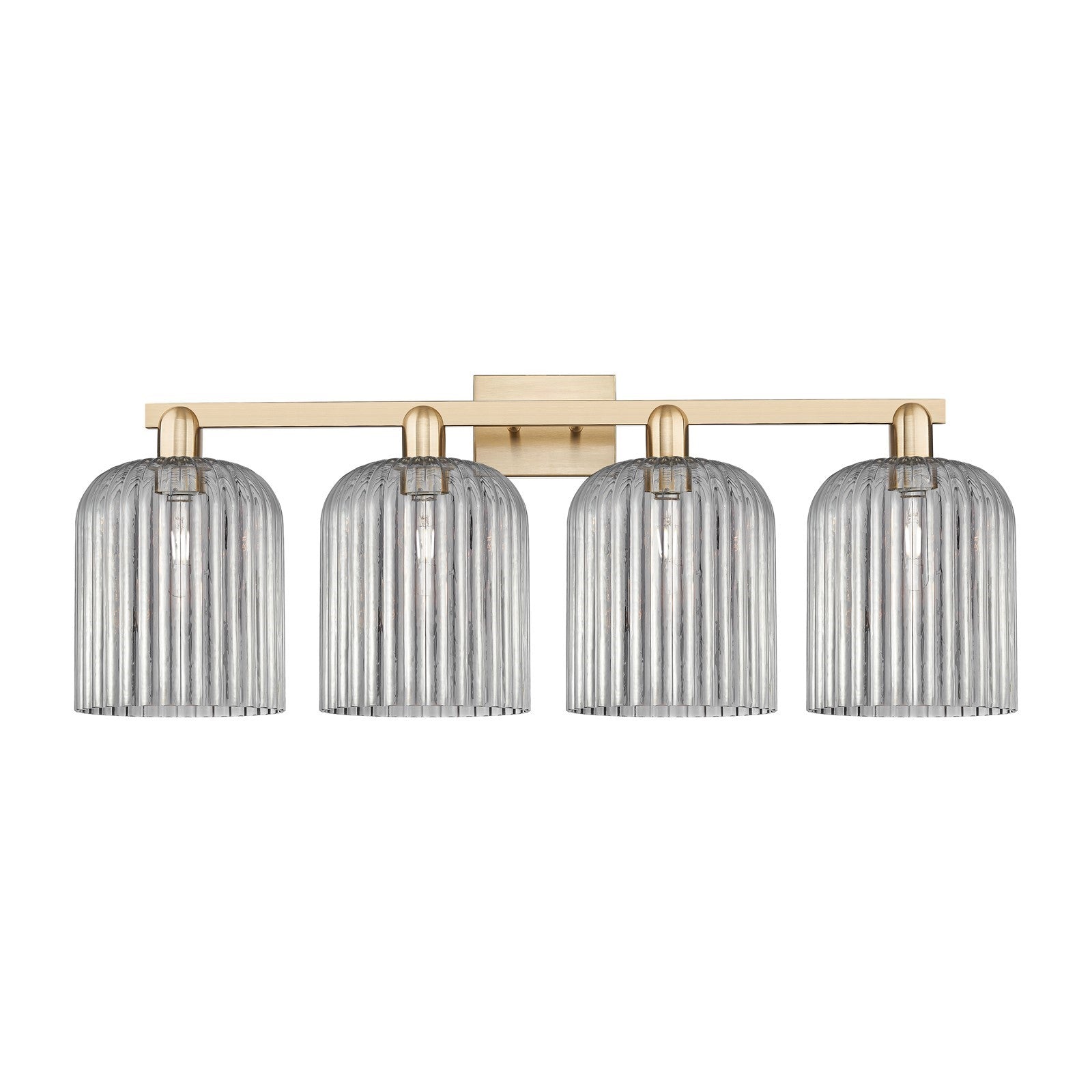 Innovations Bridal Veil 35in 4-Light Bath Vanity Light | Industrial Champagne Bronze Steel and Light Smoke Ribbed Glass | Model 716-4W-CB-G559-8SM