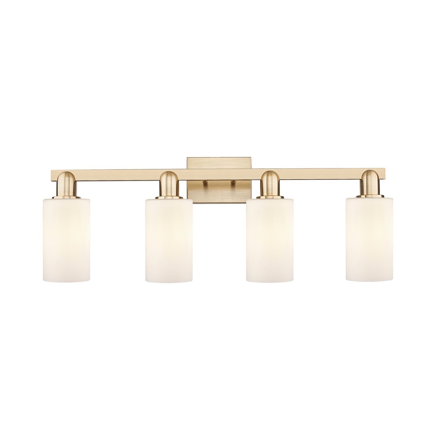 Innovations Clymer 31in 4-Light Bath Vanity Light | Industrial Champagne Bronze Steel and Matte White Glass | Bathroom Vanity & | Model 716-4W-CB-G801
