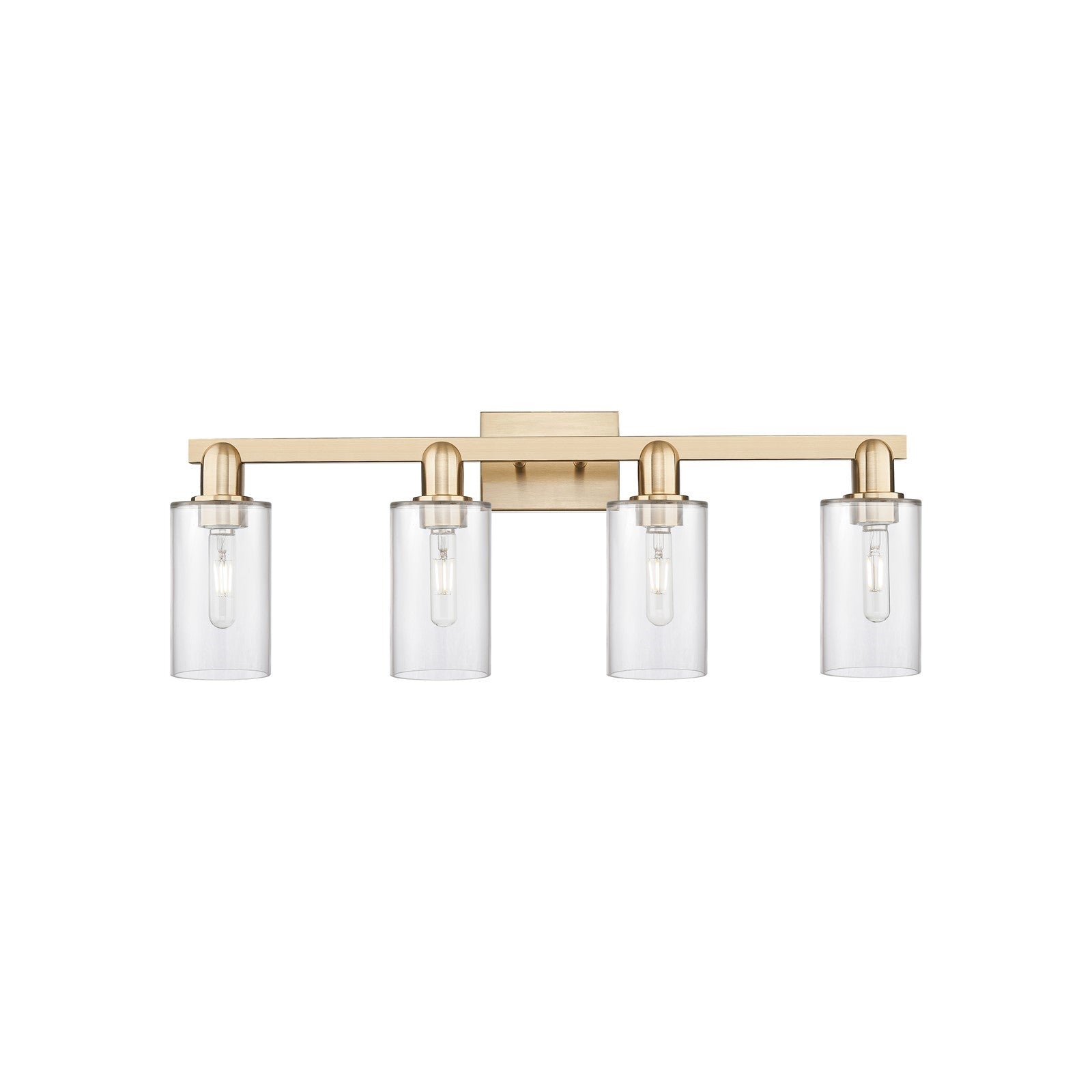 Innovations Clymer 31in 4-Light Bath Vanity Light | Industrial Champagne Bronze Steel and Clear Glass | Bathroom Vanity | Model 716-4W-CB-G802