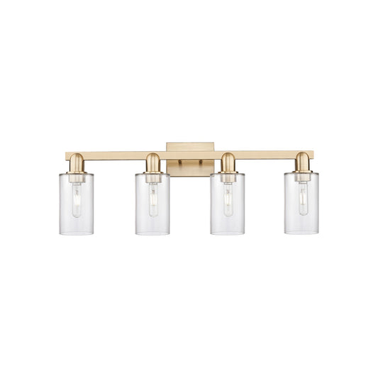 Innovations Clymer 31in 4-Light Bath Vanity Light | Industrial Champagne Bronze Steel and Clear Glass | Bathroom Vanity | Model 716-4W-CB-G802