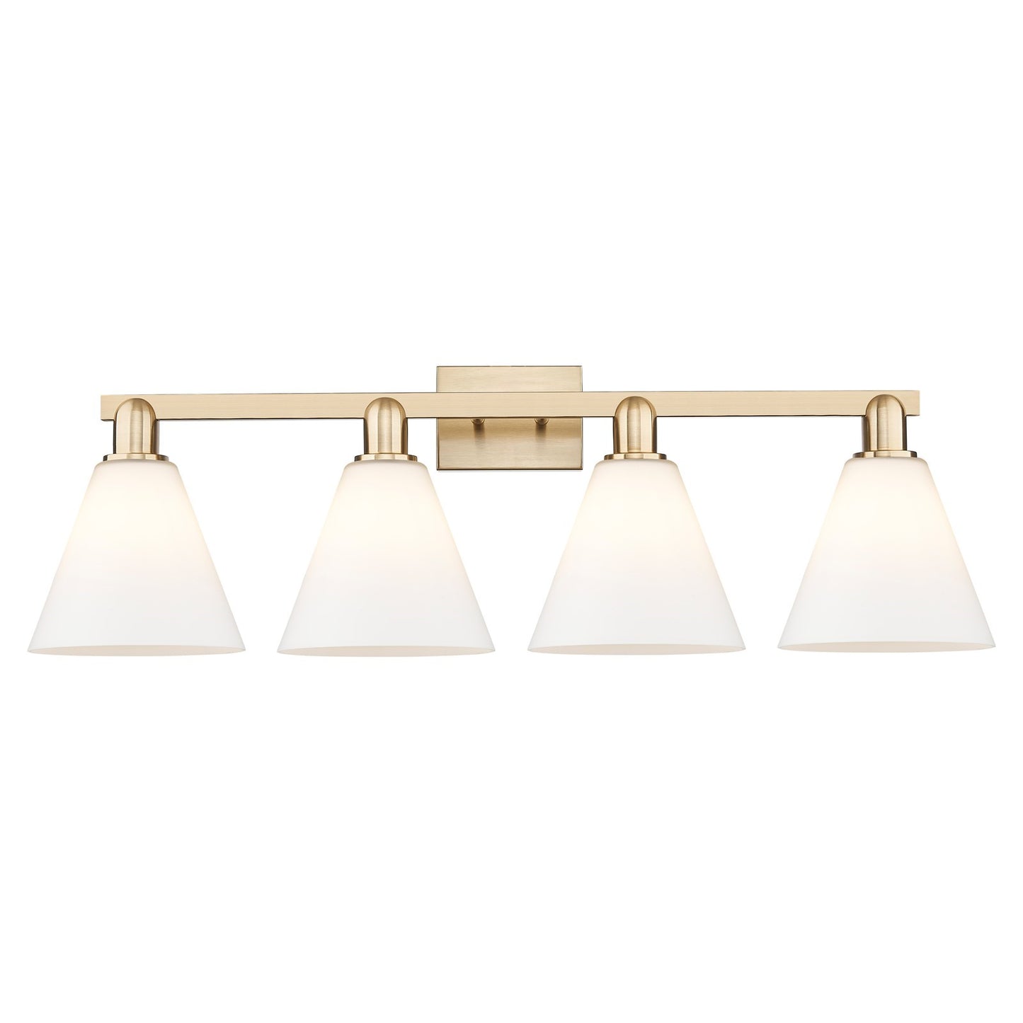 Innovations Berkshire 35in 4-Light Bath Vanity Light | Industrial Champagne Bronze Steel and Matte White Glass | Bathroom Vanity | Model 716-4W-CB-GBC-81
