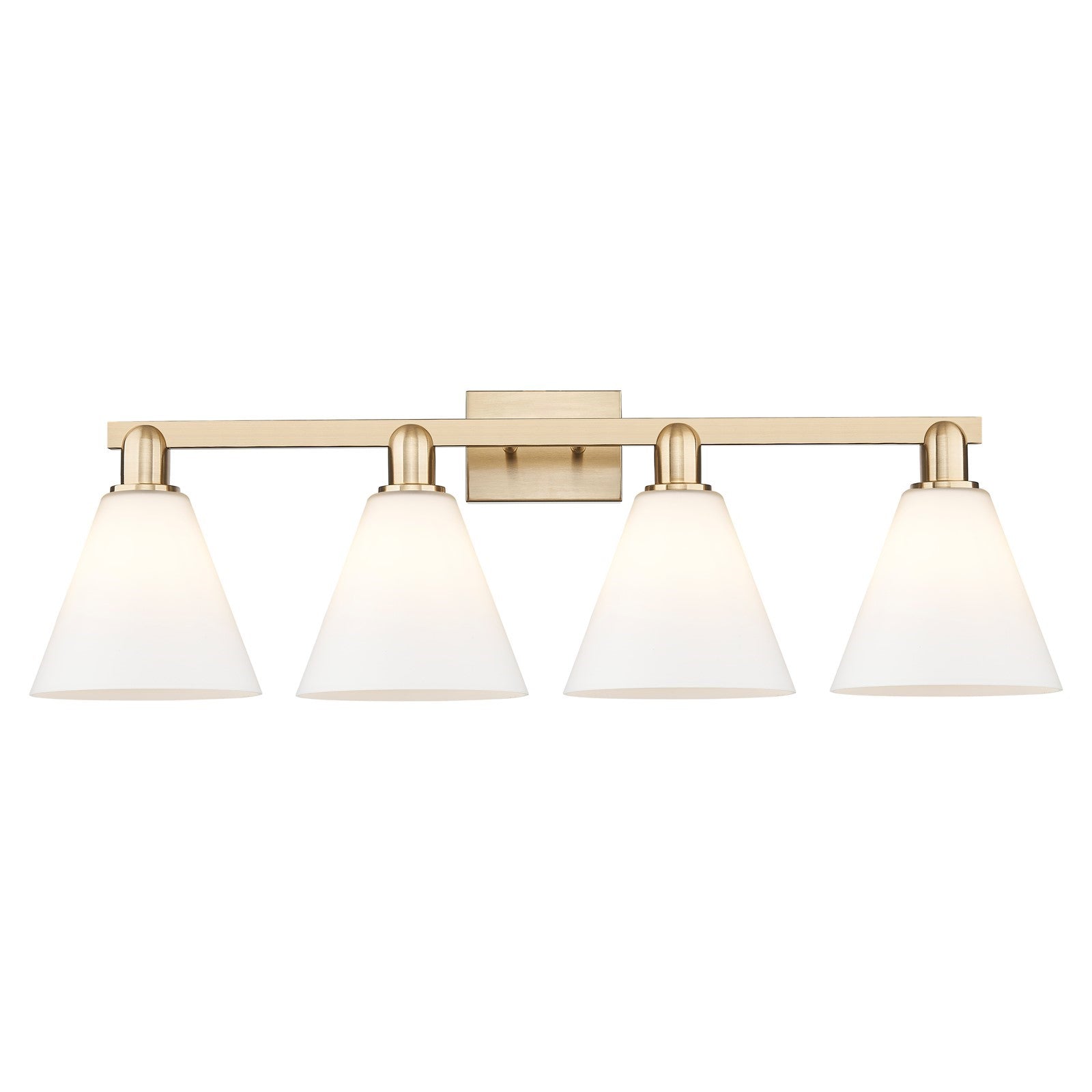 Innovations Berkshire 35in 4-Light Bath Vanity Light | Industrial Champagne Bronze Steel and Matte White Glass | Bathroom Vanity | Model 716-4W-CB-GBC-81