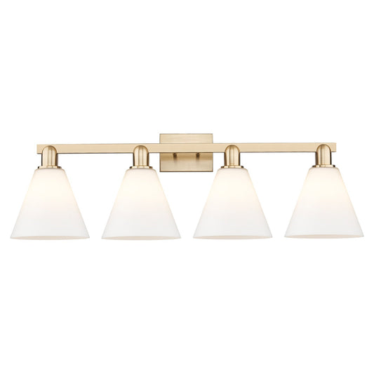 Innovations Berkshire 35in 4-Light Bath Vanity Light | Industrial Champagne Bronze Steel and Matte White Glass | Bathroom Vanity | Model 716-4W-CB-GBC-81